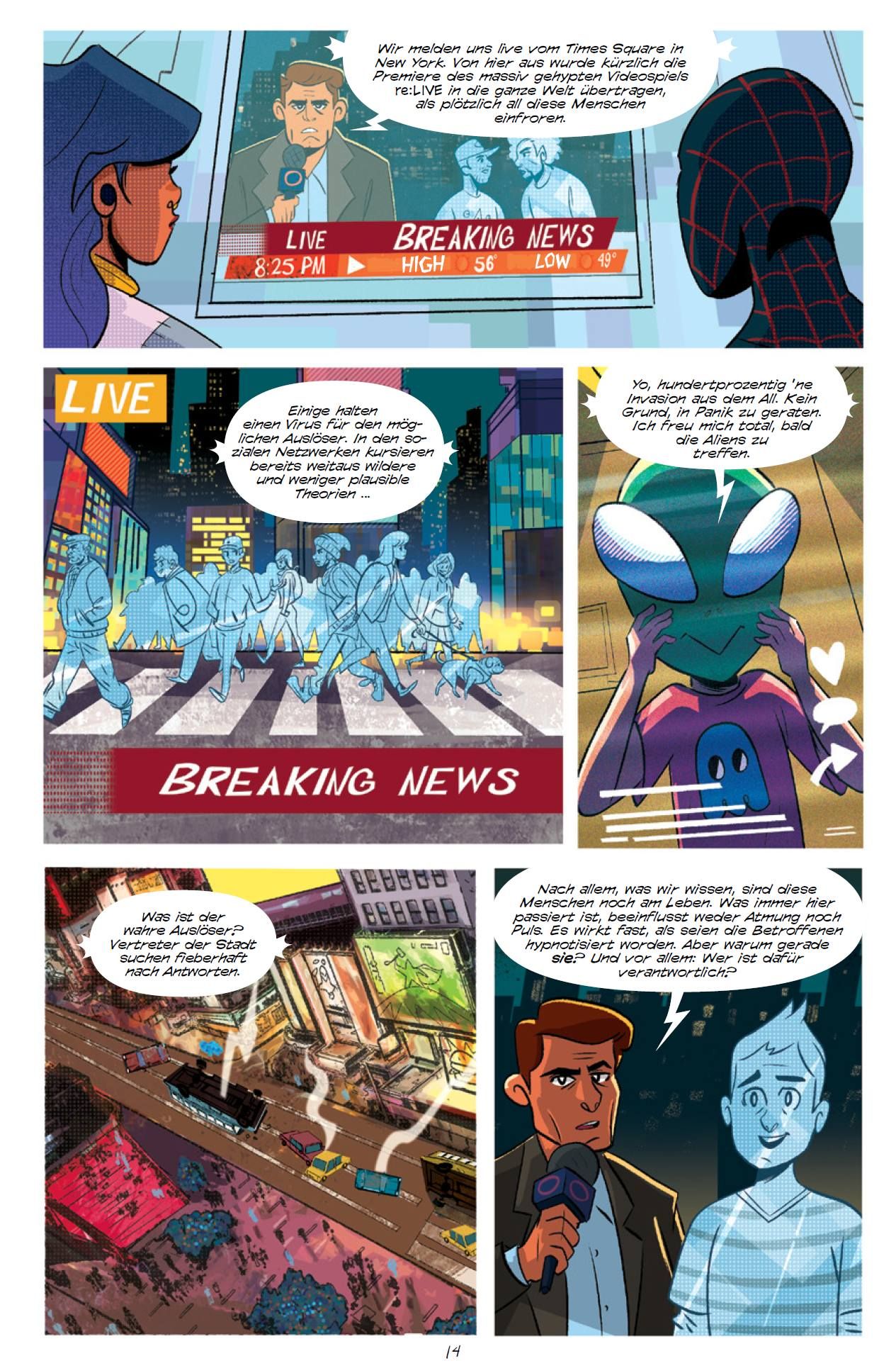 Comic, News, Straße, Stadt, Reporter