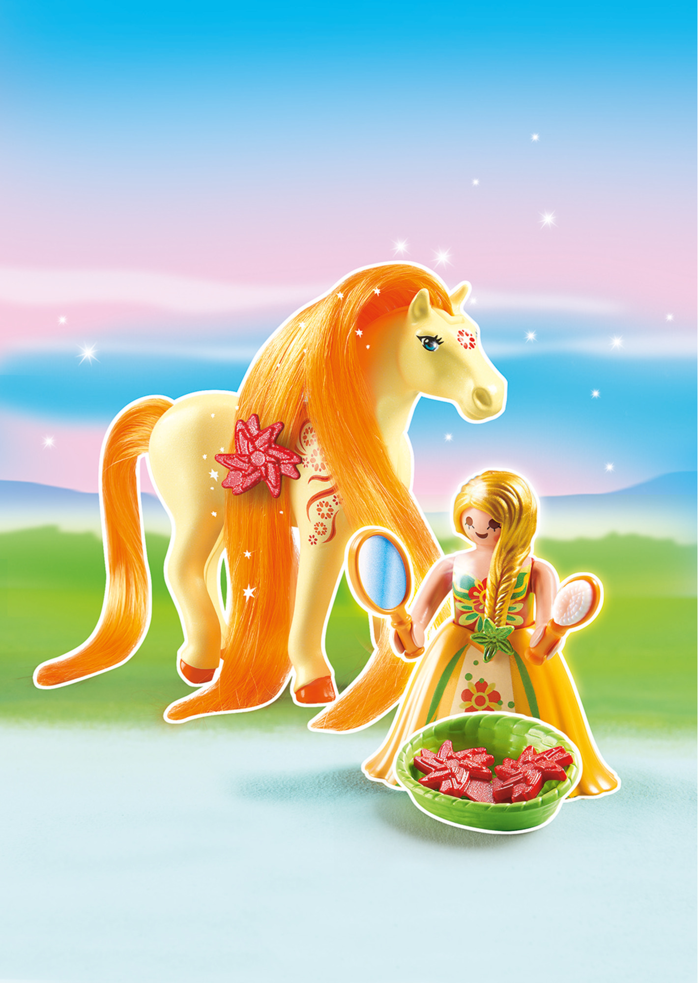 Pferd, Puppenfigur, Spielzeugpferd, Haarornament, Spiegelkellen?
