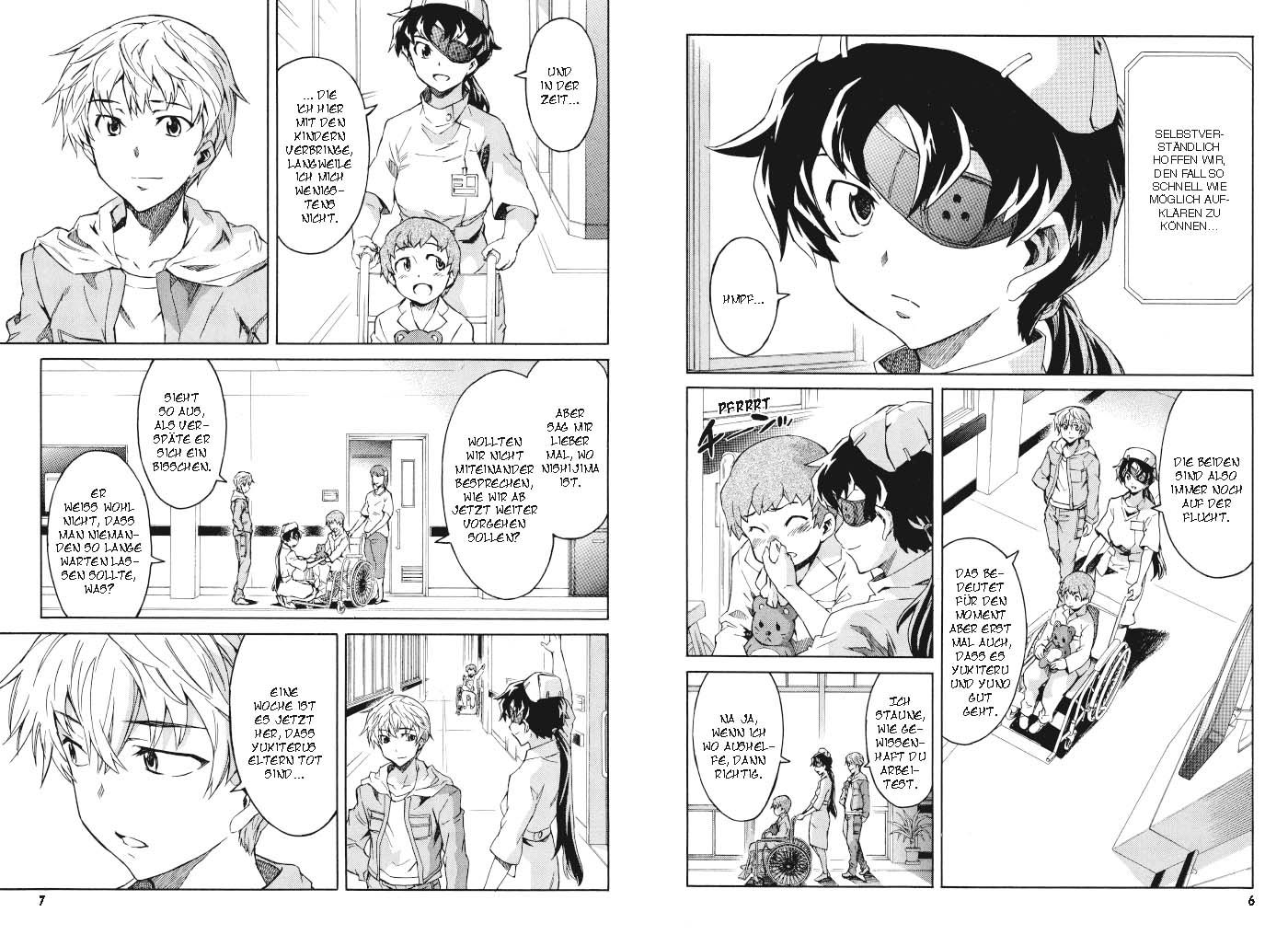 Mirai Nikki Bd.5 New Edition Manga, Barrierefreies Krankenhaus, Rollstuhl, Junge, Freundschaft