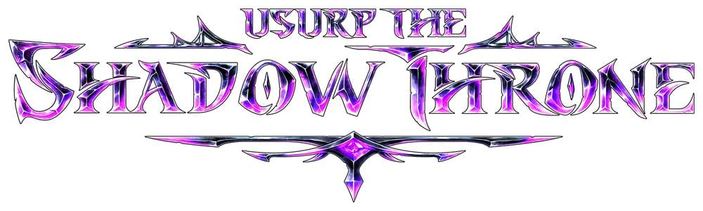 Flesh & Blood TCG: Usurp the Shadow Throne Booster Display logo, purple, metallic, text-art, design