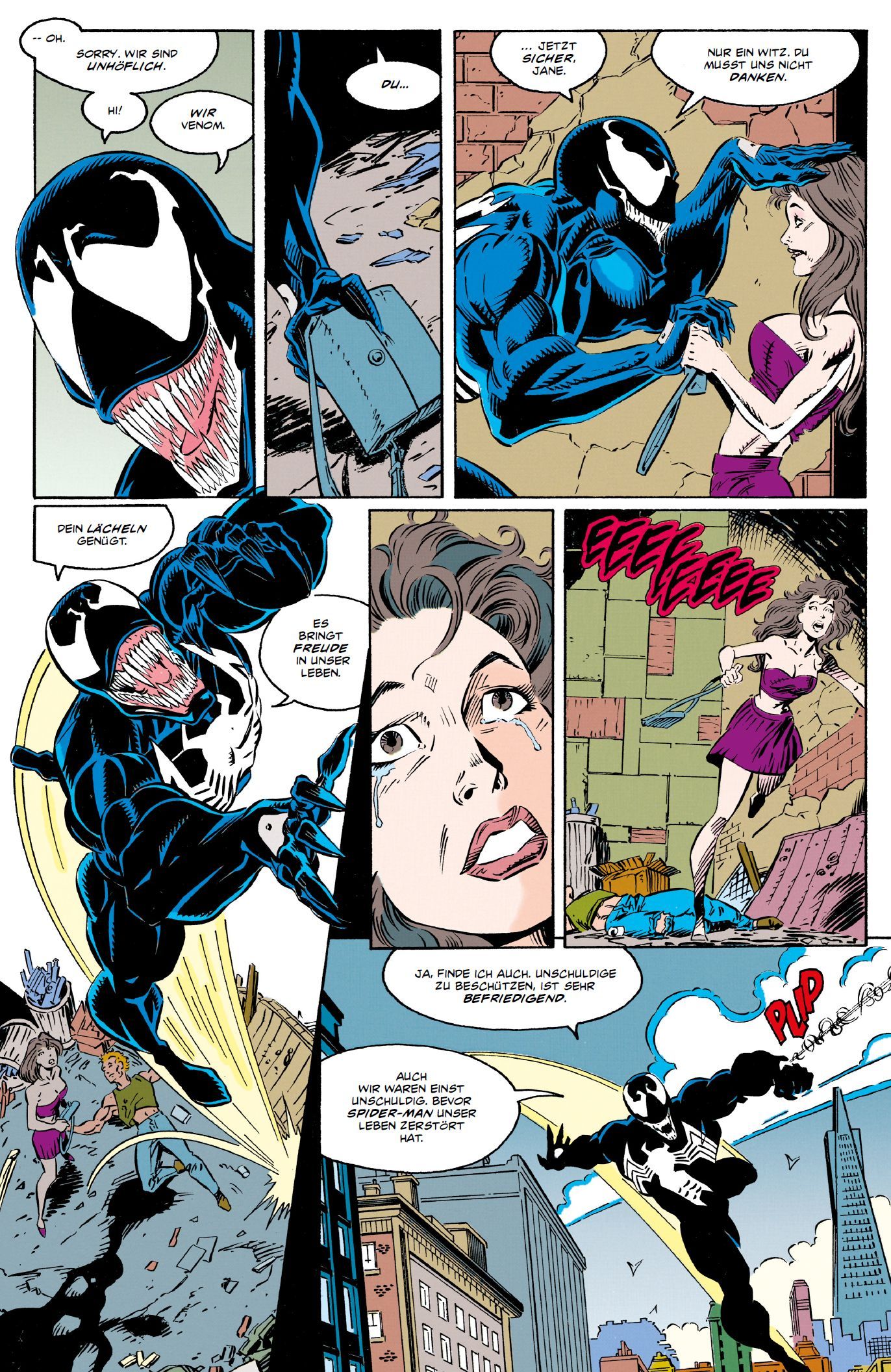 Symbiote, schwarzer Anzug, Venom, Spider-Man, Stadtansicht