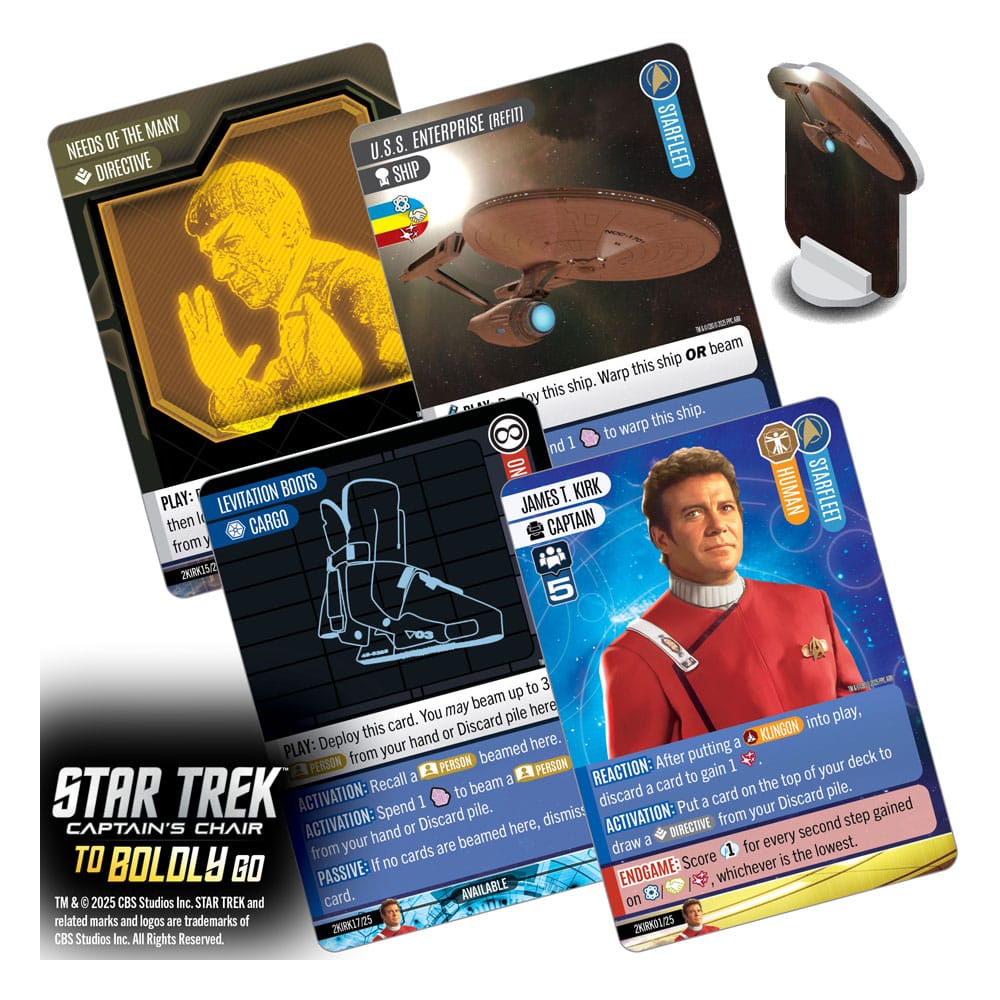 Star Trek: Captains Chair - To Boldly Go star trek, kartenspiel, captainsstuhl, raumschiff, minifigur