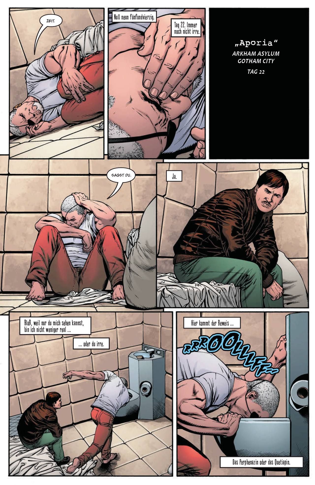 Comics, Prison, Mann, dunkle Beleuchtung, Badezimmer