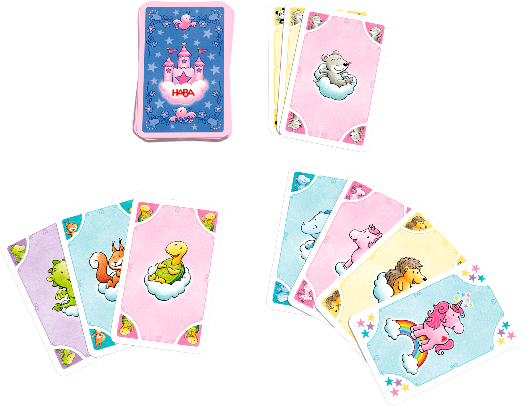 karten, spielkarten, kinderkarten, muster mond unicorn, farbenfrohe edition