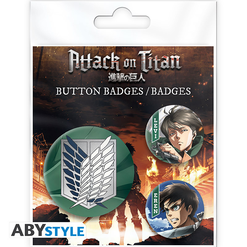Attack on Titan: Buttonset Eren & Levi Attack on Titan: Buttonset Eren & Levi