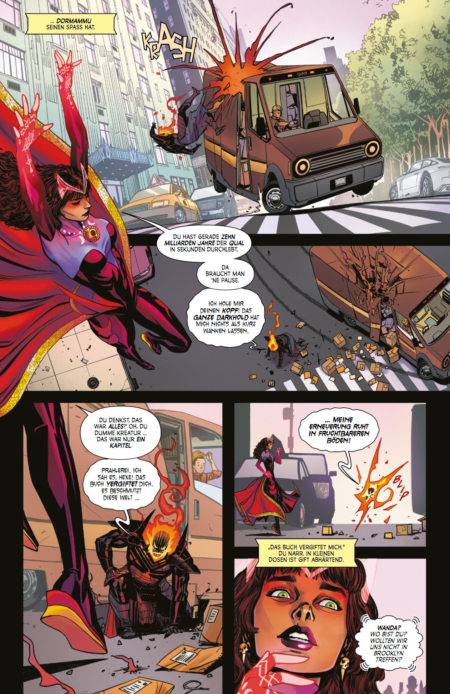 Scarlet Witch: Die oberste Zauberin Bd.1 Comic, Szene, Action, Frau mit Cape, Explosion