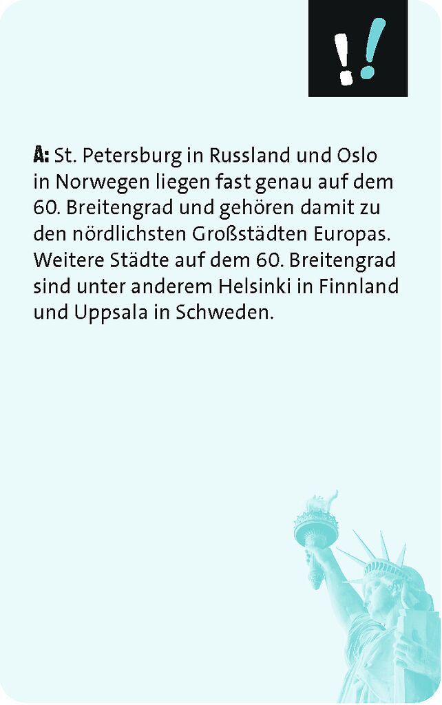 Quizzen & Wissen: Rund um die Welt Stadtkarte, Fläche, Statue, Fahne, Symbol