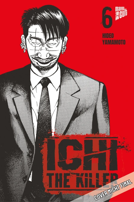 Ichi the Killer Bd.6 Manga-Cover, männliche Figur, Anzug, Brille, roter Hintergrund