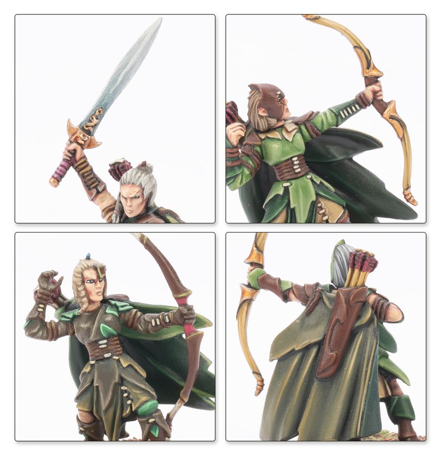 Warhammer: The Old World Wood Elf Realms - Battle March Army figuren, minipuppe, schütze, schwert, mittelalter