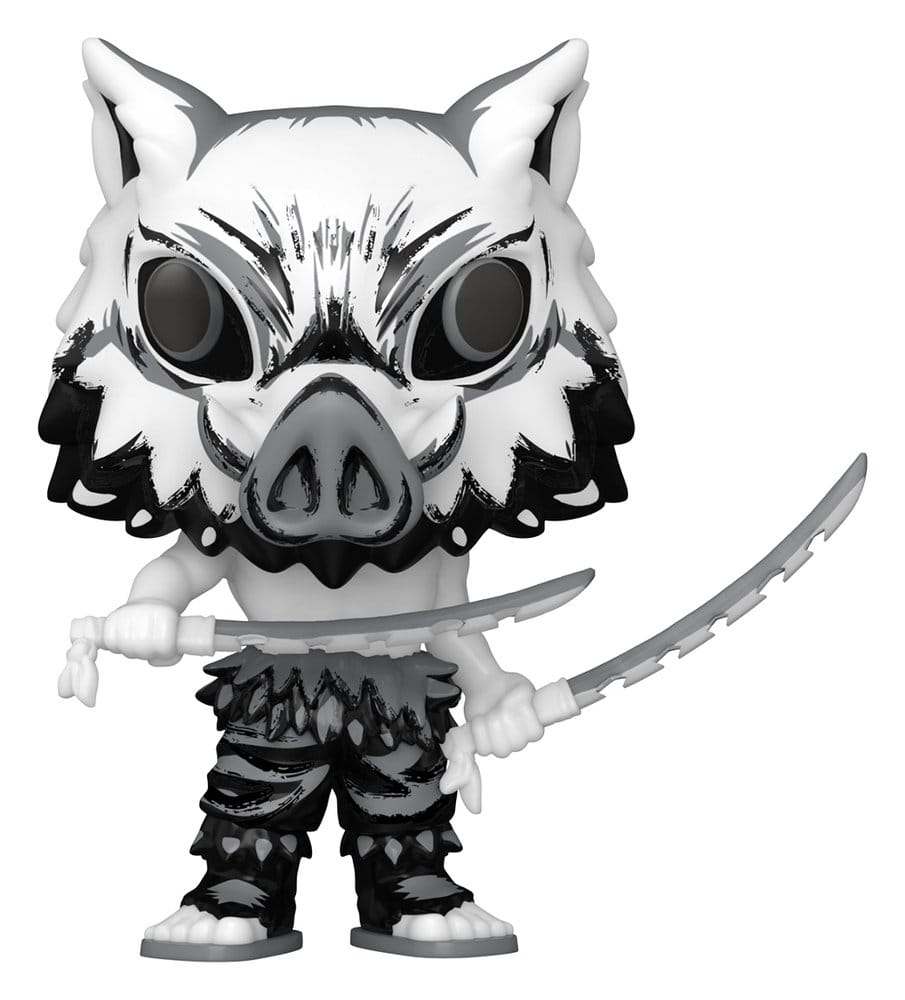 Demon Slayer: POP Inosuke Hashibira b/w (2193) Wolf mask, Weiße Maske, Miniaturfigur, Schwert, Plushie