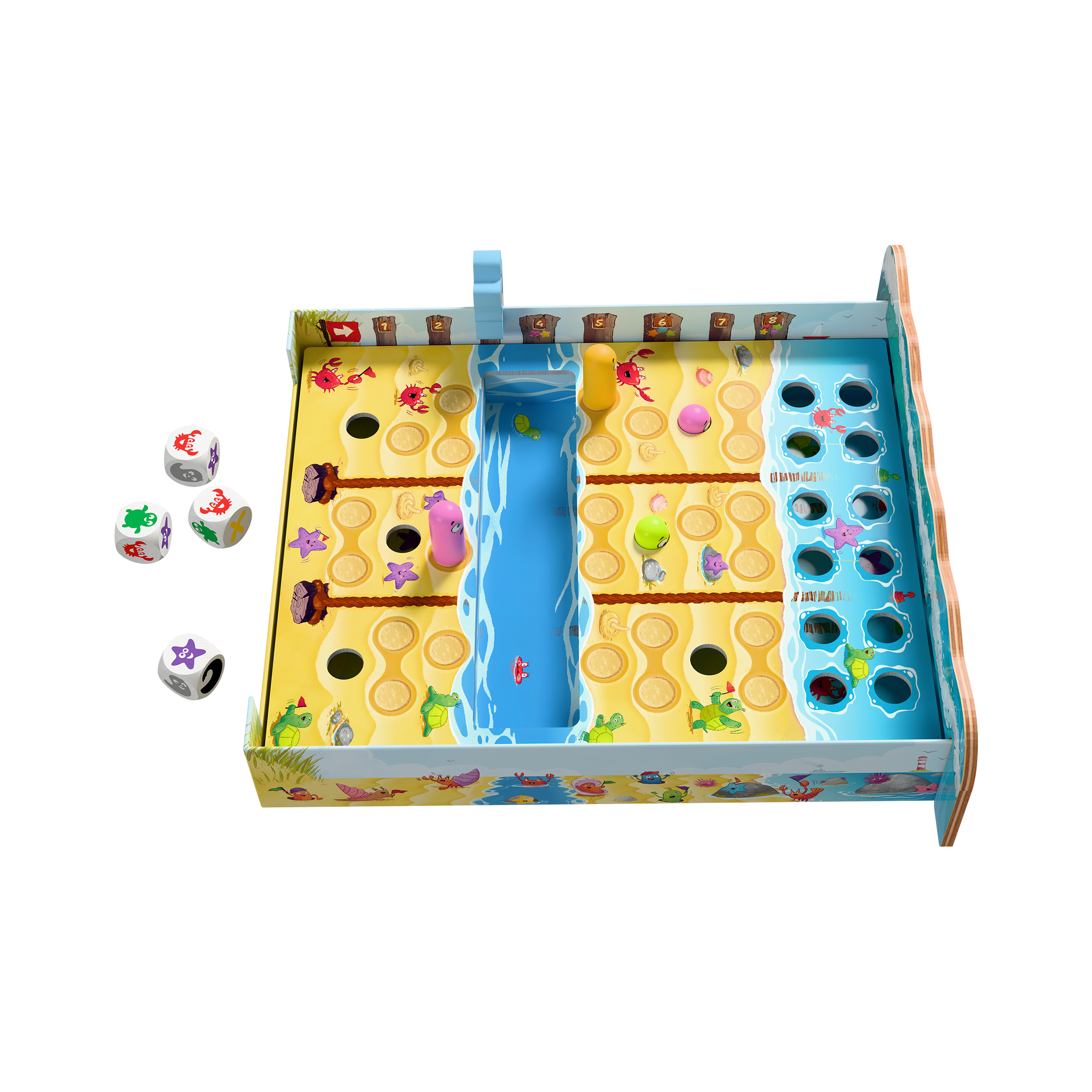 Ludo-Spiel, Wassersee-Board, Krate Spiel, Würfelspiel, Brettspiel-Set