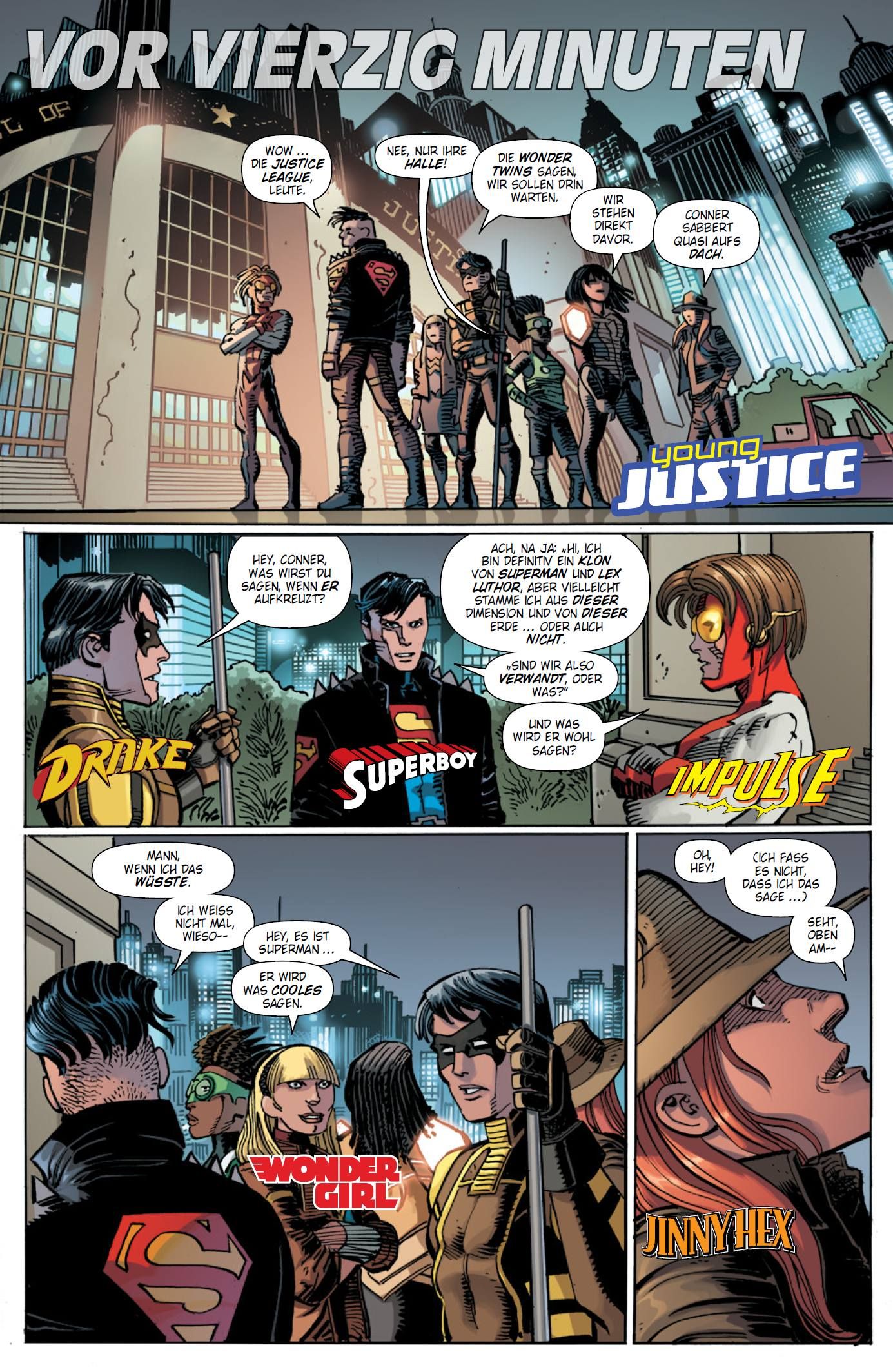 Comic, Superhelden, Stadtlandschaft, Team, Kostüm