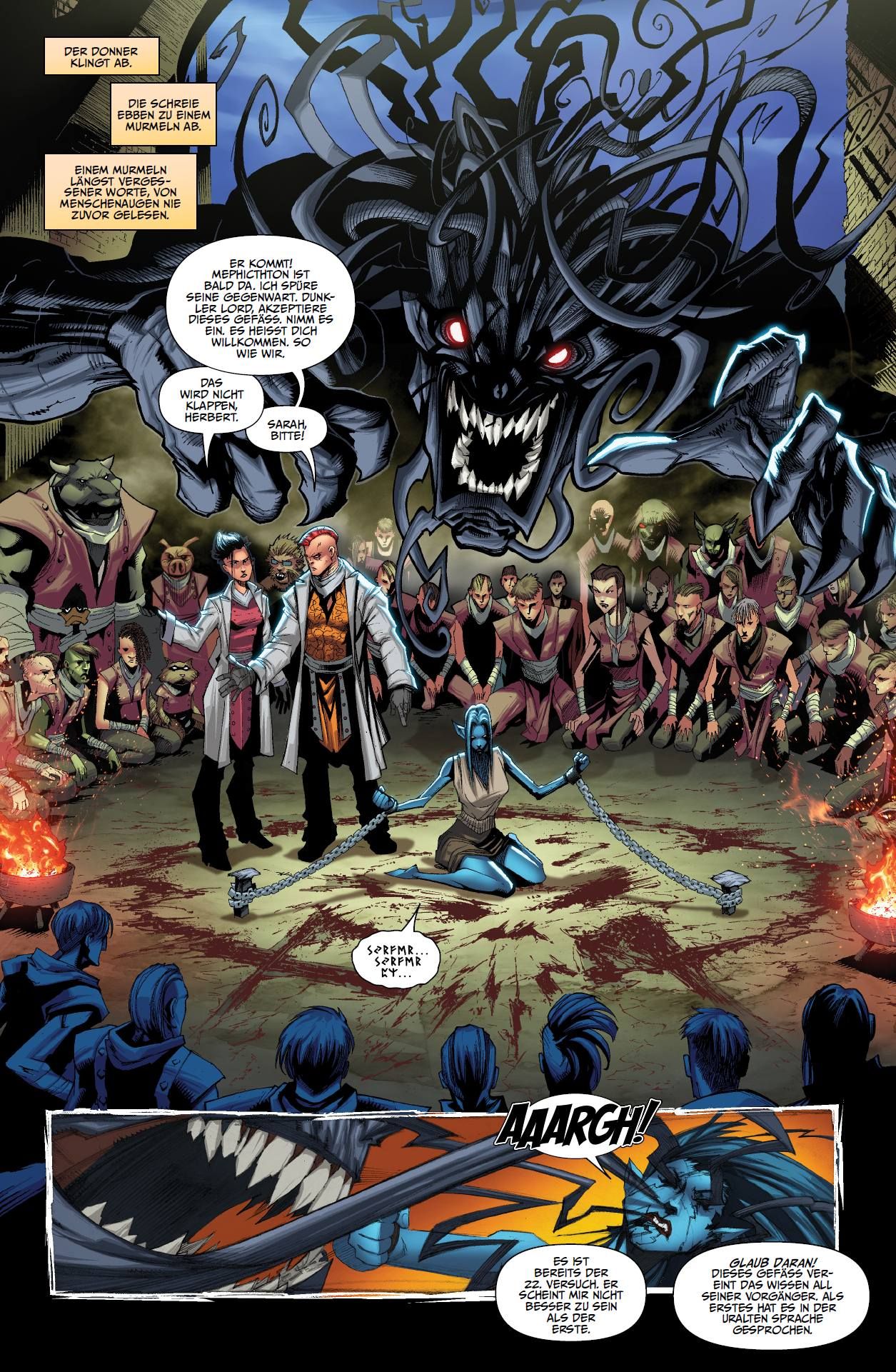 fantasy creature, ketten, rote augen, dunkle gestalten, comic panel