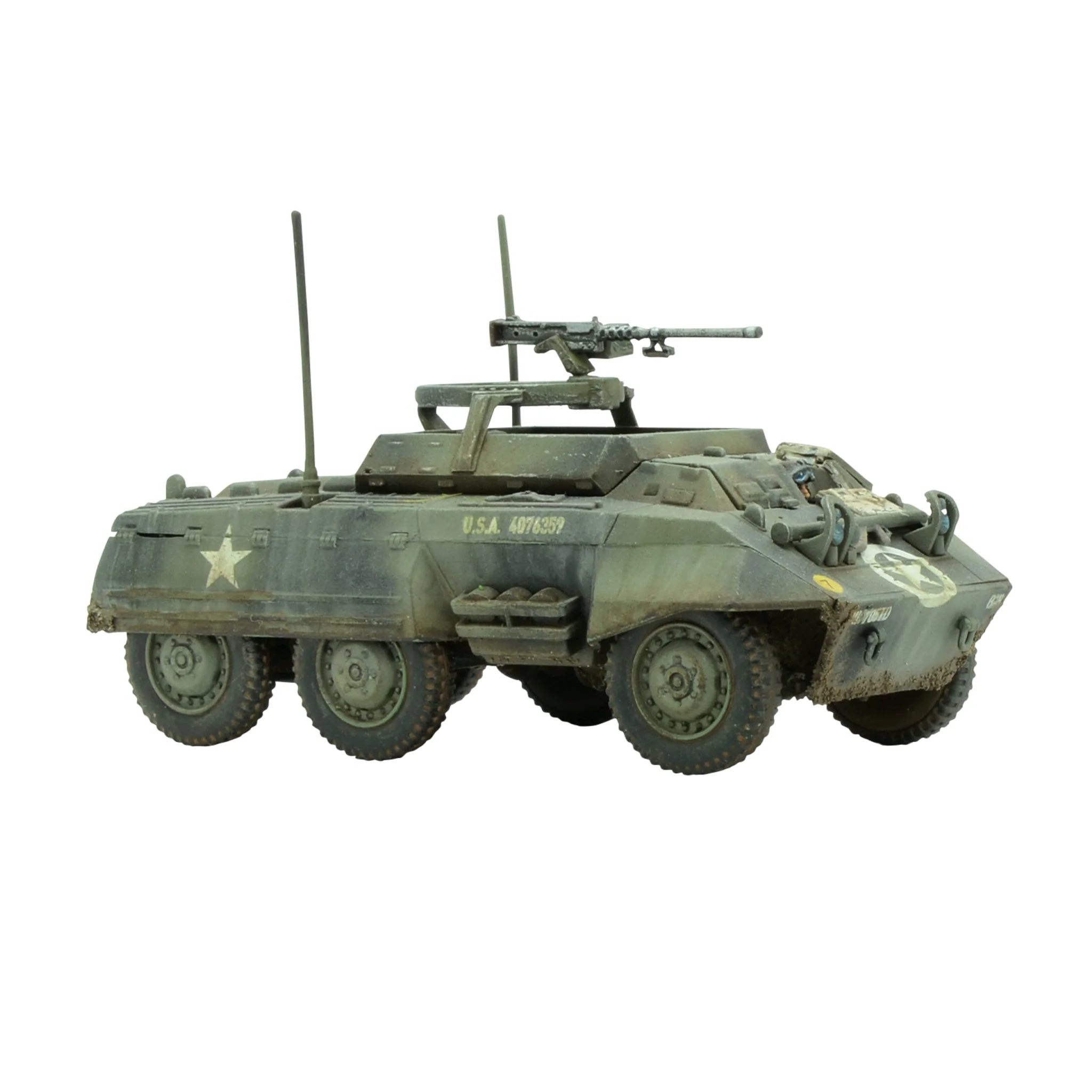 Bolt Action: US - Stars and Stripes US starter army militäres Fahrzeug, gepanzertes Fahrzeug, Panzer, Militärpanzer, Maschinengewehr Turm