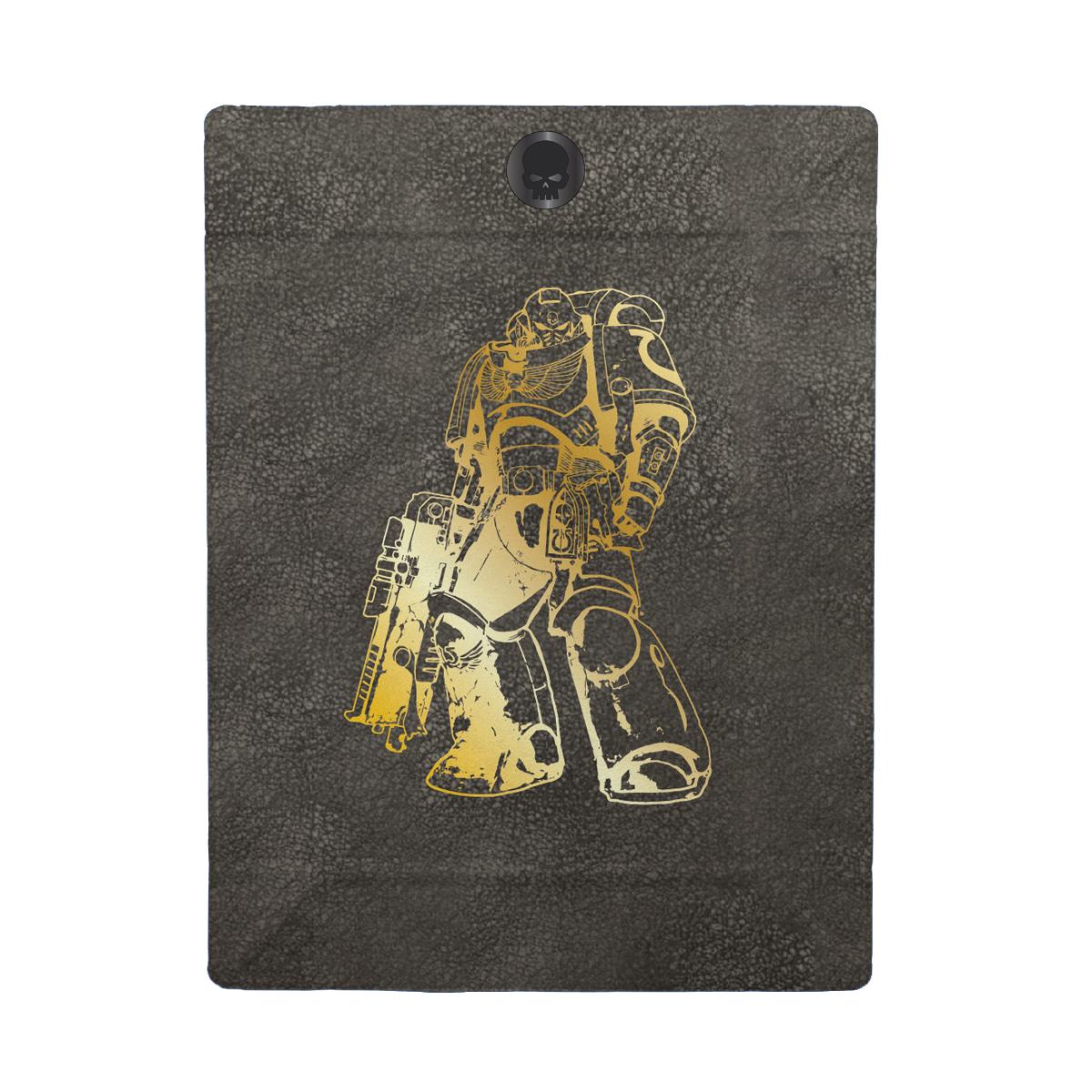 Rugged tablet cover, Armor design, Gold outline, Dark grey, Snap button