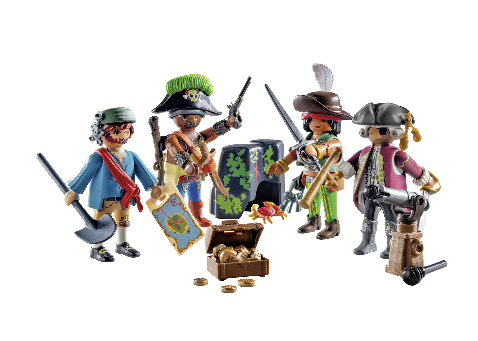 Pirates, Figuren, Schatztruhe, Schwert, Karte