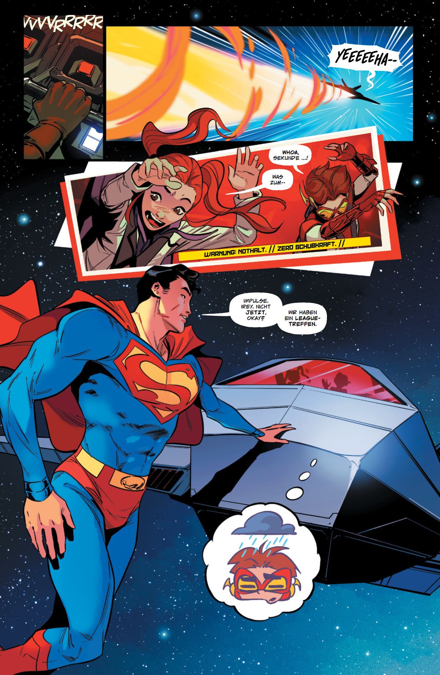 Flash Bd.5 Superman, Kosmische Szene, Raumschiff, Comicstil, Cape