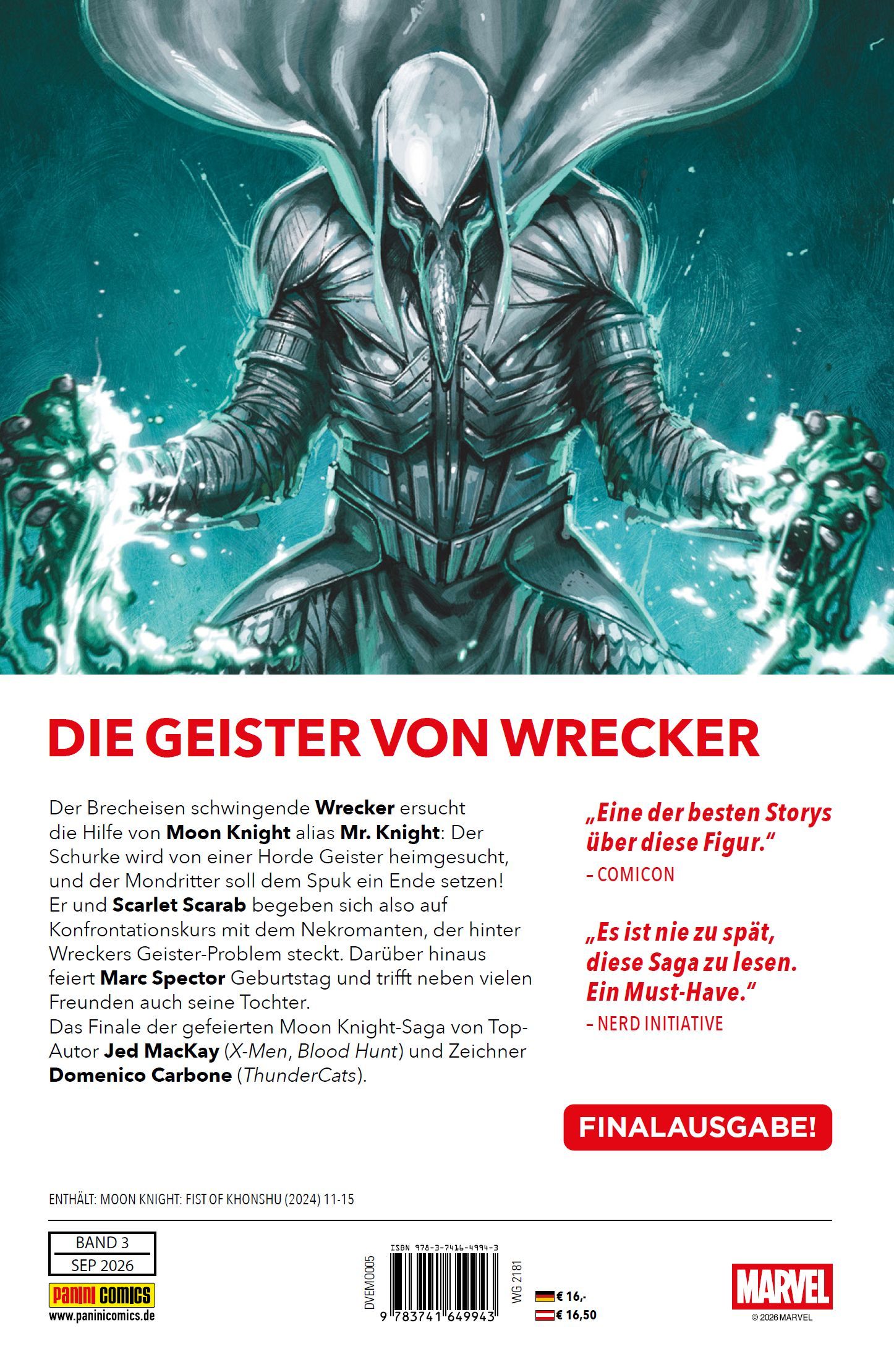 Moon Knight: Die Faust des Khonshu Bd.3 dystopian, Wizard, Mantel, Hodenkapuze, mystisch