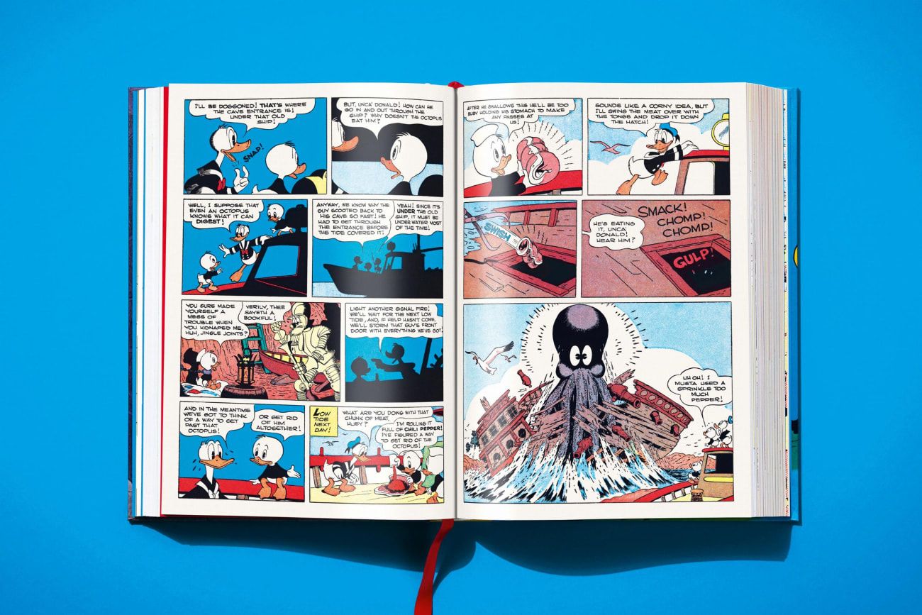 Comic, Open book, Cartoon, Mosaic panels, Octopus villain