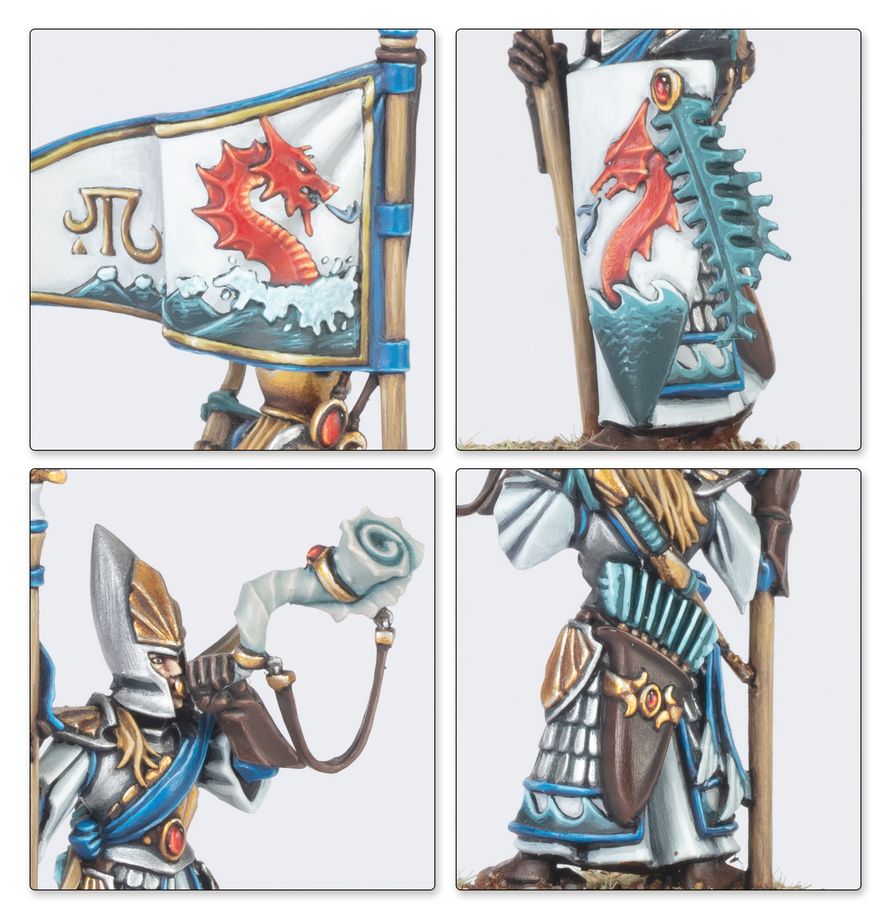 Warhammer: The Old World High Elf Realms - Battle March Army Miniaturen, Rüstung, Drache, Banner, Waffe