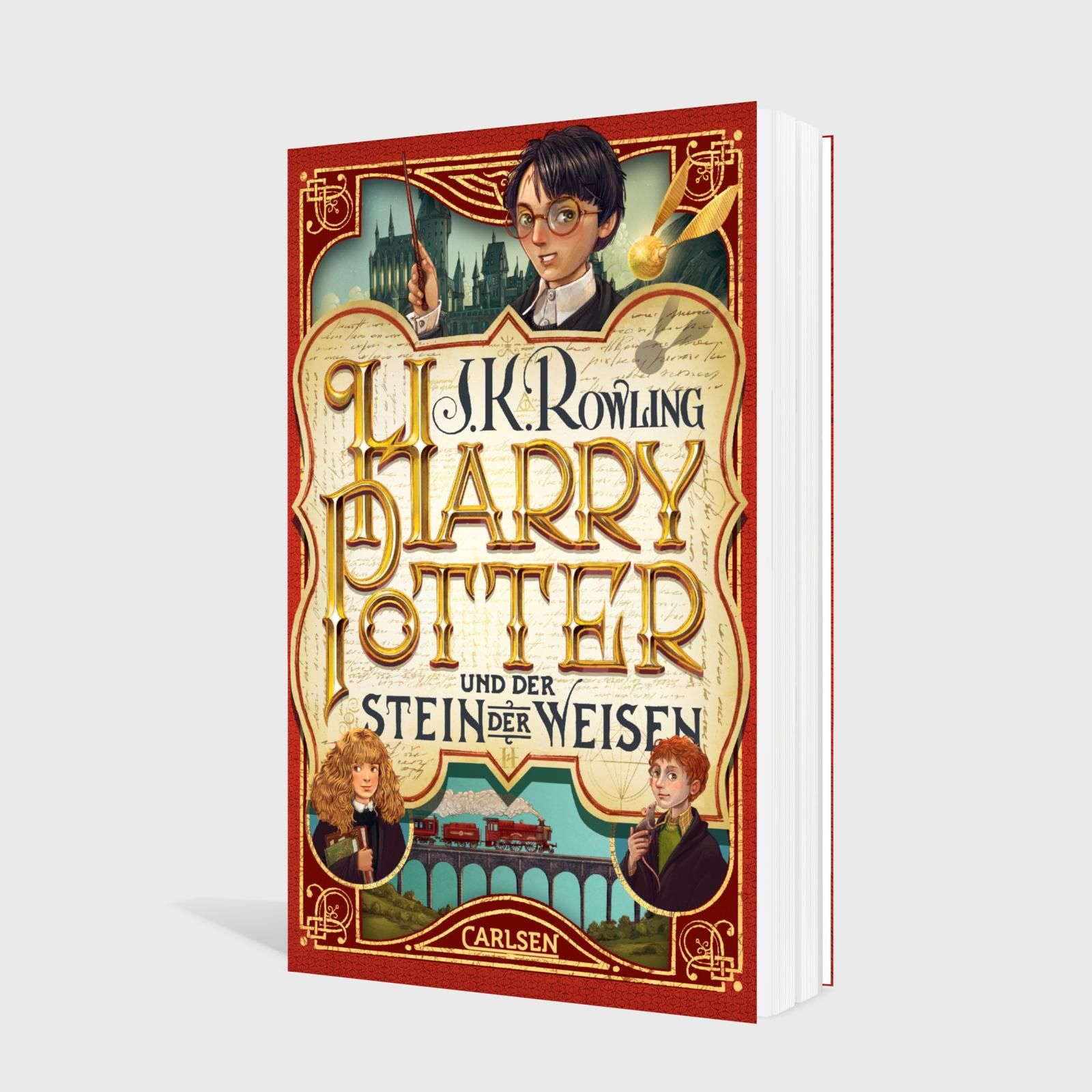 Harry Potter Bd.1: ... und der Stein der Weisen Neuausgabe Buchcover, Harry Potter, Jugendroman, Illustrationen, 3D-Effekt