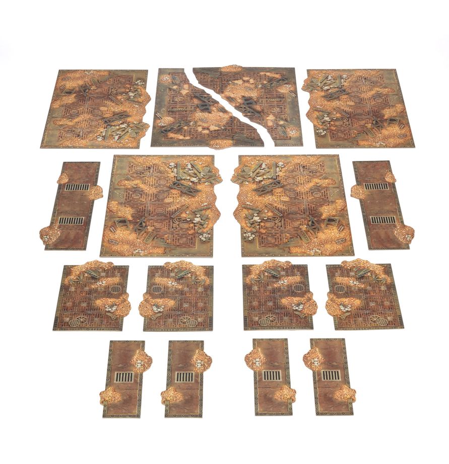 Warhammer 40K: Terrain Area Set board game, modular tiles, rustic metal, cave ruin, terrain pieces