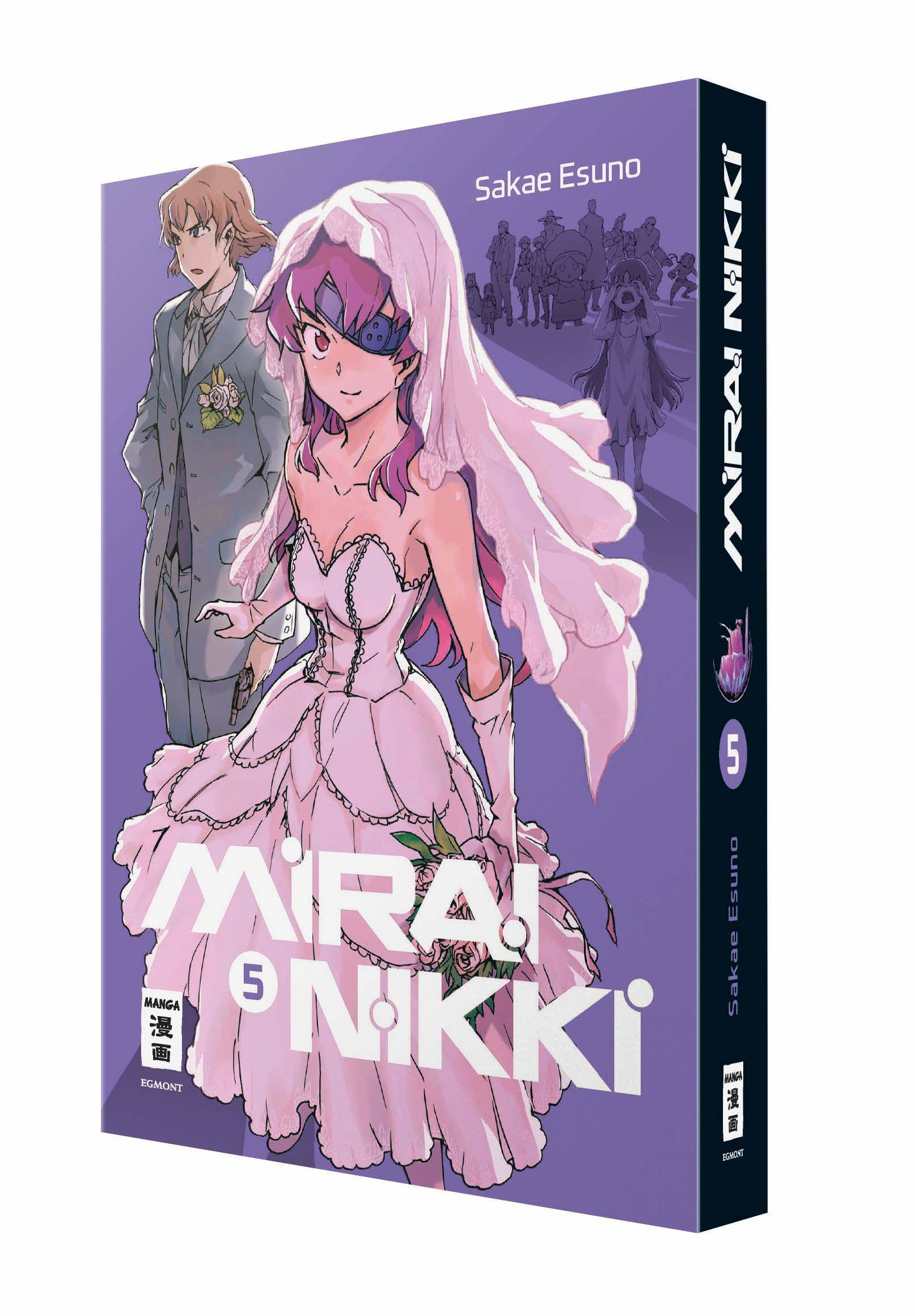 Mirai Nikki Bd.5 New Edition Manga, Brautkleid, Lila Hintergrund, Hochzeitskleid, Schleier