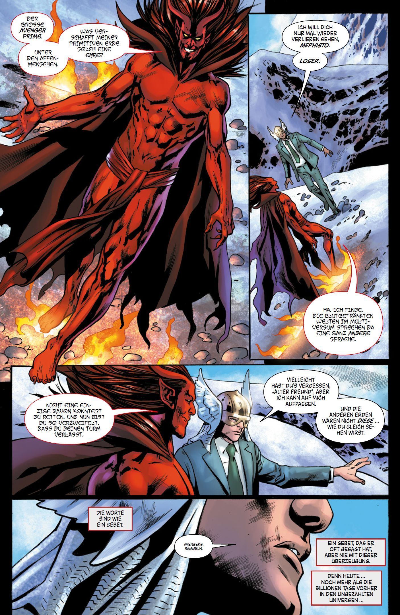 Dämon, rote Haut, Umhang, Comic-Panel, übernatürliches Wesen
