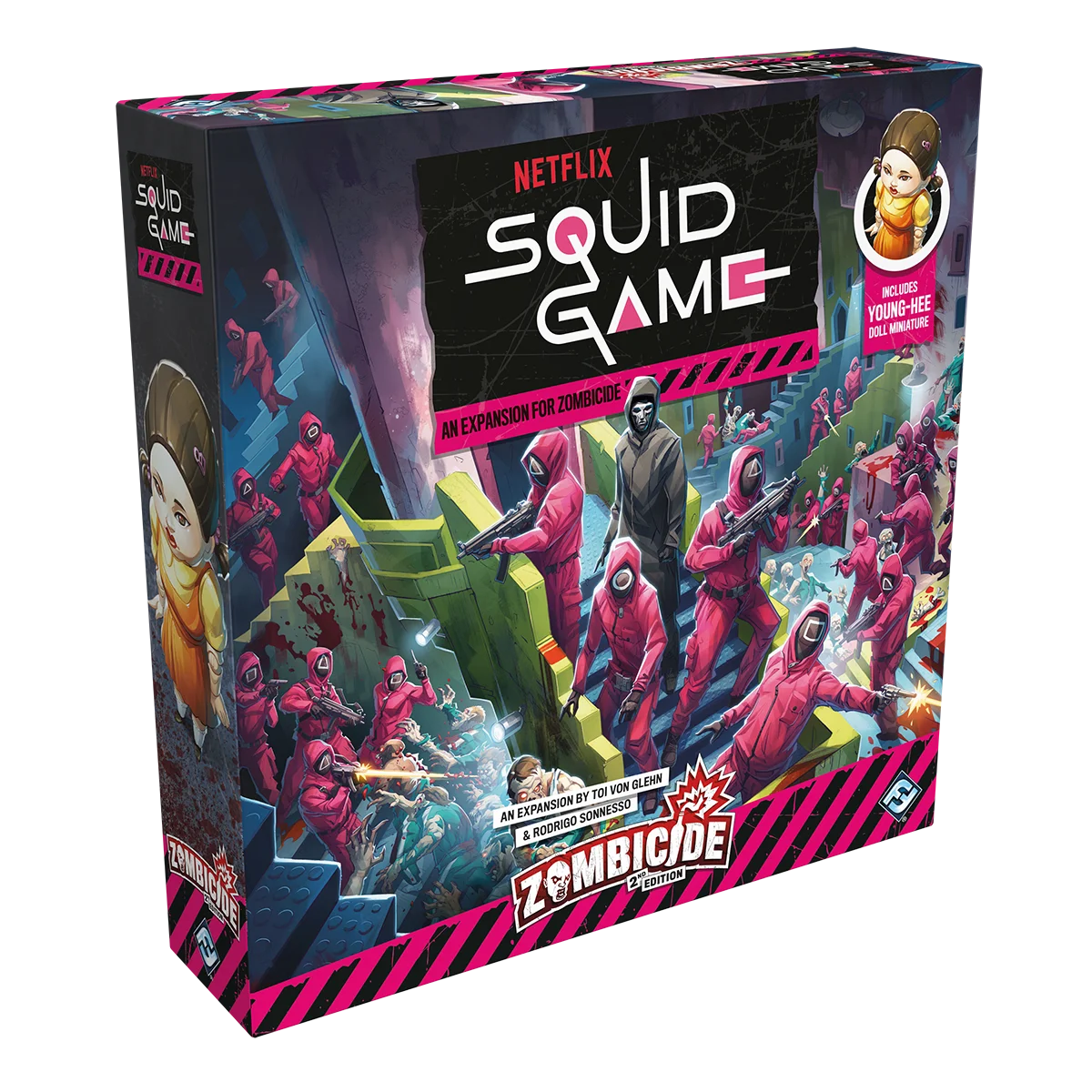 Zombicide 2. Edition - Squid Game Expansion Brettspiel, Squid Game, Zombie, Pink Akzente, Kunststoffbox