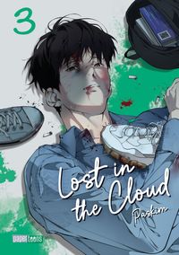 Manga, Mann, blaues Hemd, Sneaker, Graffiti-Hintergrund