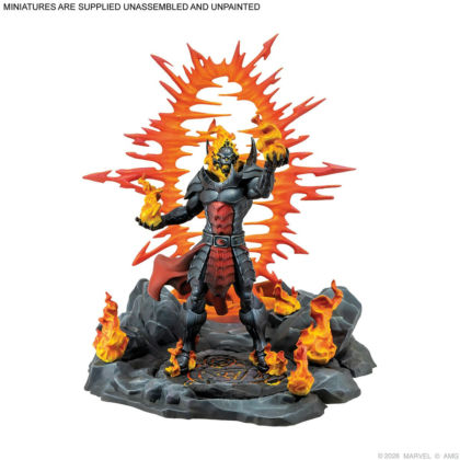 Marvel Crisis Protocol: Dormammu Ultimate Encounter figurine, miniature, Dämon, Flammen, Szene mit Lava