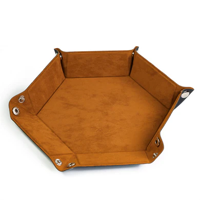 Velvet Leatherette Hex Dice Tray Camel Hex