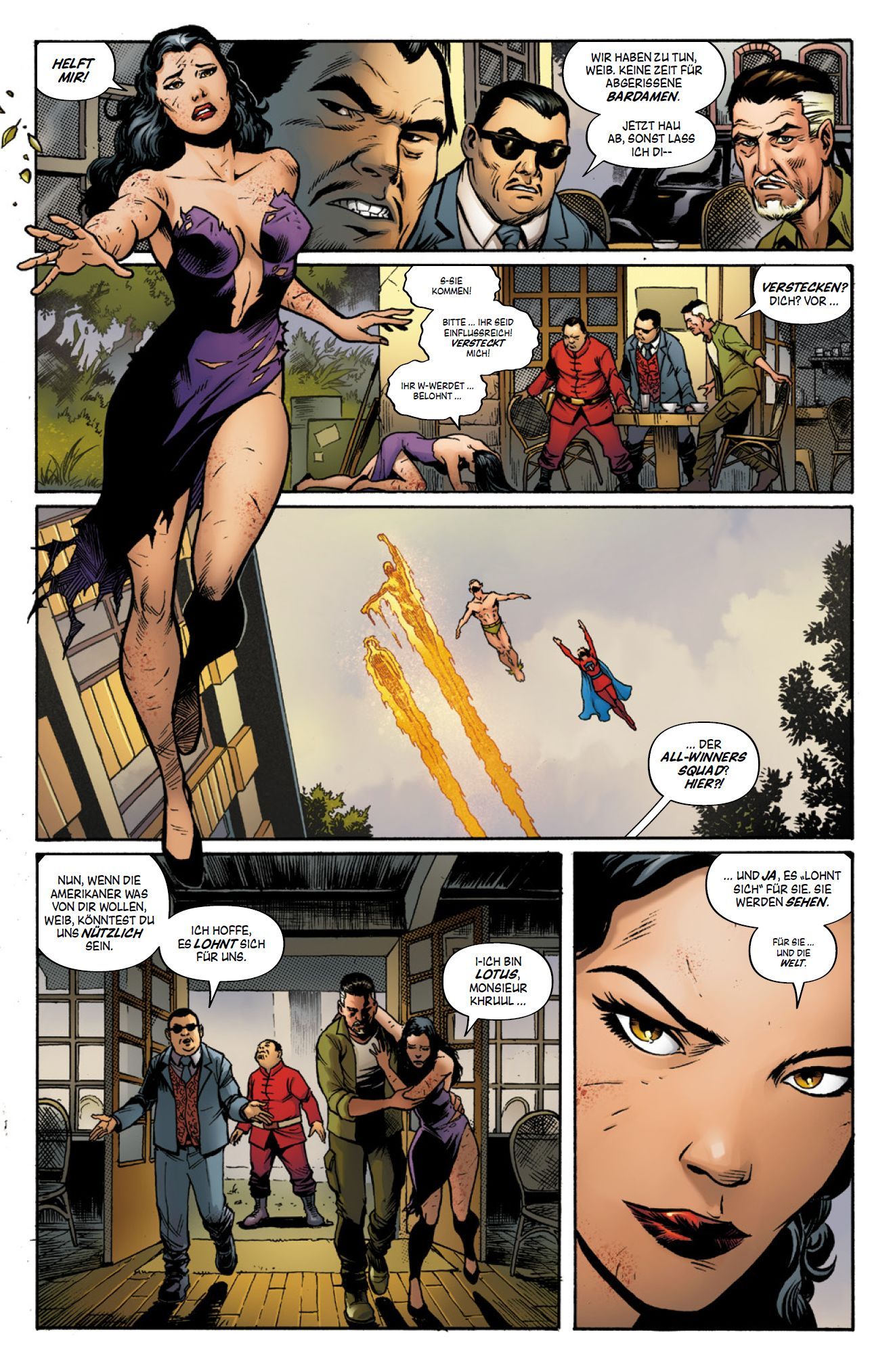 Comic, Superheld, Frau, Lila Kleid, Flugkraft