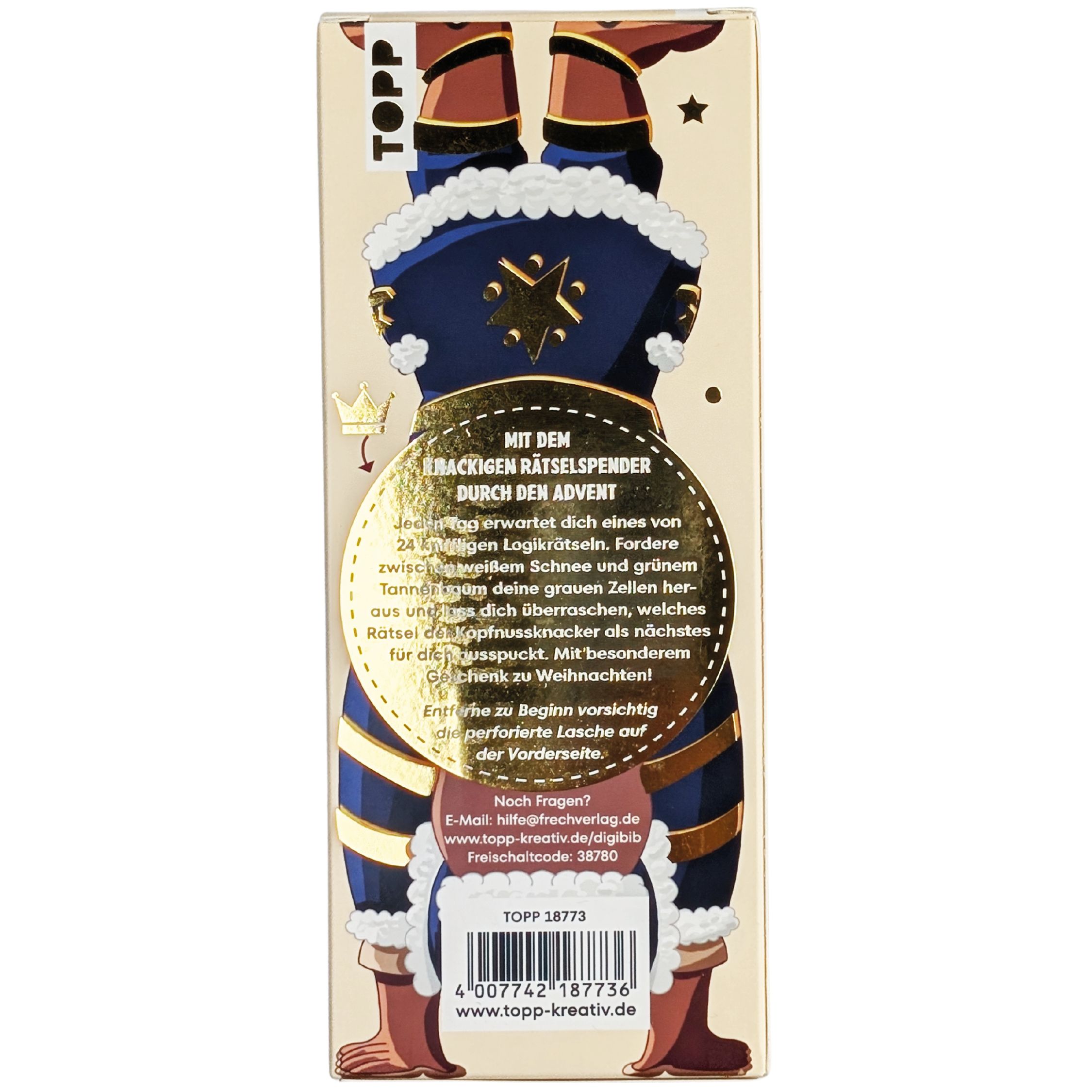 Adventskalender, Kinderfigur, Maskottchen, Kostüm, Goldene Details