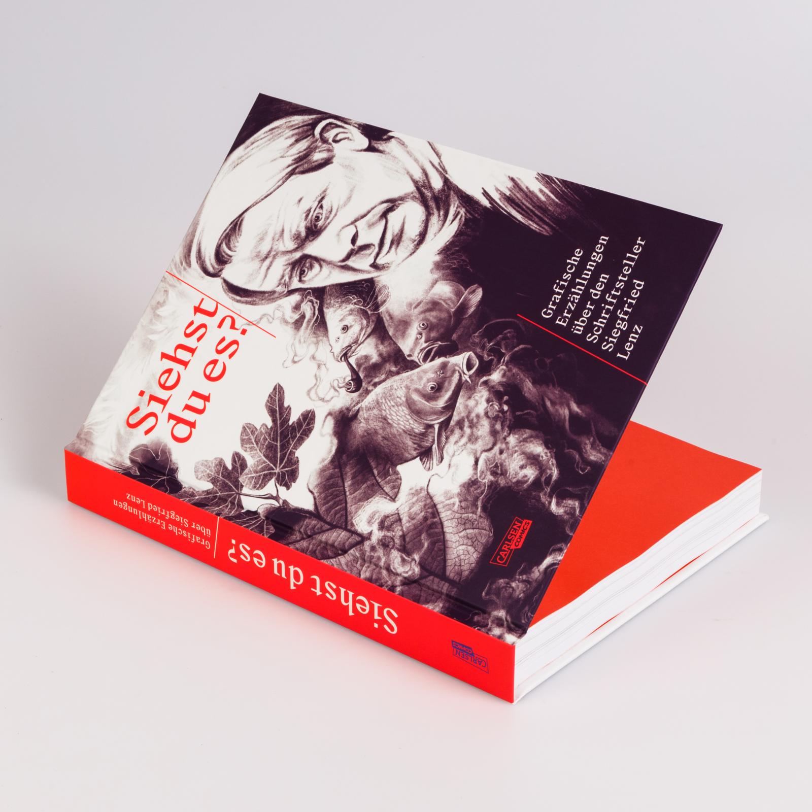 Siehst du es? Grafische Erzählungen über Siegfried Lenz Buch, Kunstband, Pflanzenillustration, Rot-Schwarz, Hardcover