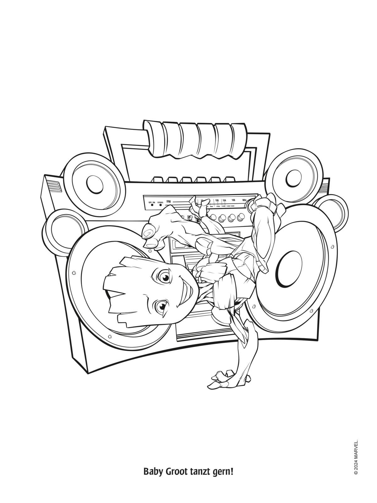 Marvel: Guardians of the Galaxy: Heldenhafter Malspaß Boombox, DJ, Robot, Tanz, Baby Groot