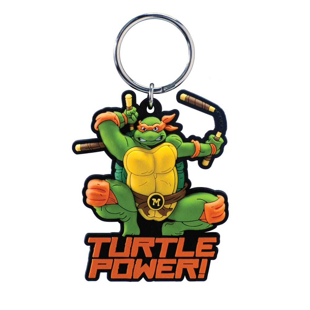 Teenage Mutant Ninja Turtles: SAH Michelangelo Gummi 2D Schildkröte, Ninja, Schlüsselanhänger, Grün, Muskulös