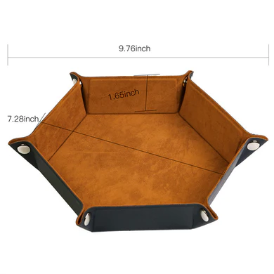 Velvet Leatherette Hex Dice Tray Camel Hex