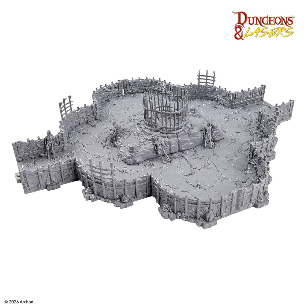 Dungeons & Lasers: Chambers of Agony Tabletop-Gelände, Fantasy-Spielbrett, Verlieskulisse, Graues Terrain, Miniaturfiguren