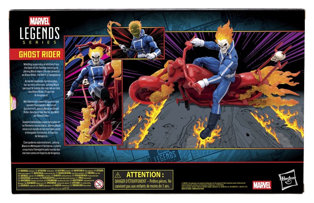 Marvel Legends AF: Ghost Rider Johnny Blaze mit Bike 15cm Ghost Rider, Motorrad, Flammen, Aktionsfigur, Legends-Serie