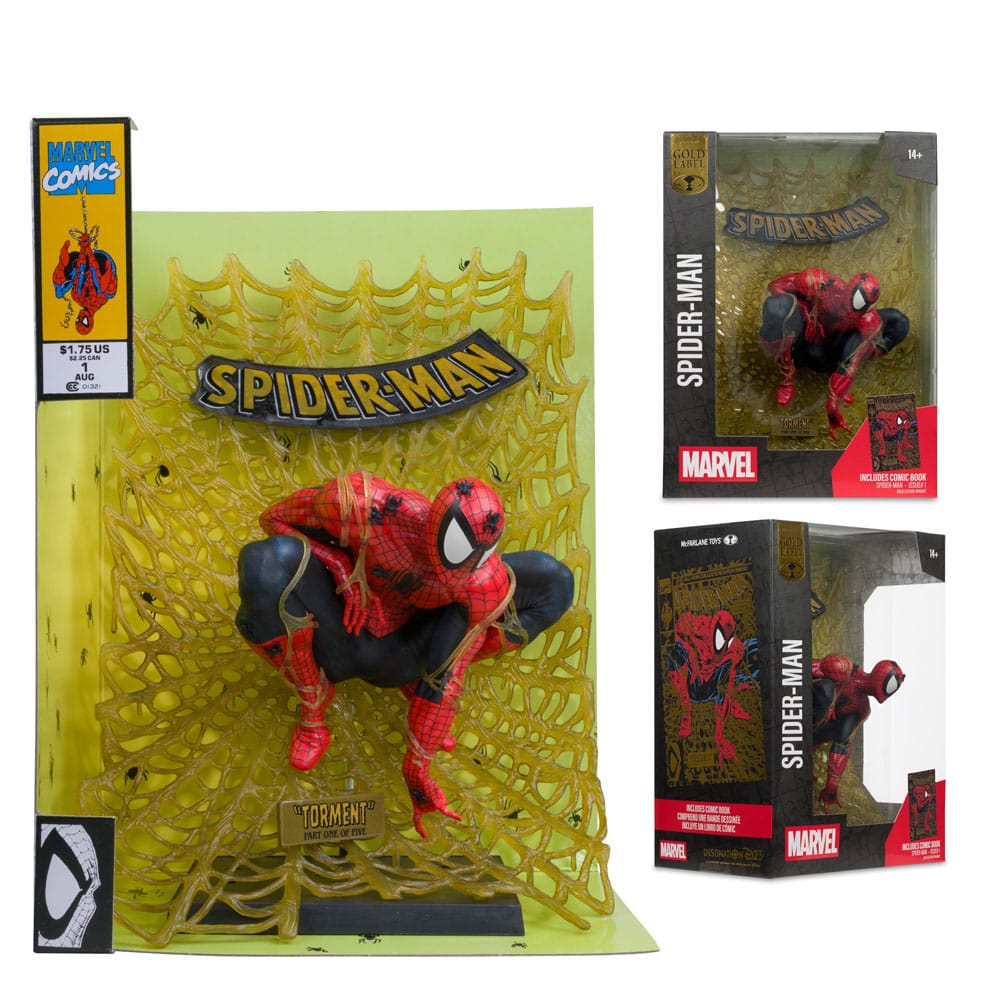 Marvel Collection: Statue Spider-Man (Spider-Man #1) mit Comic Gold Edition 15cm Person