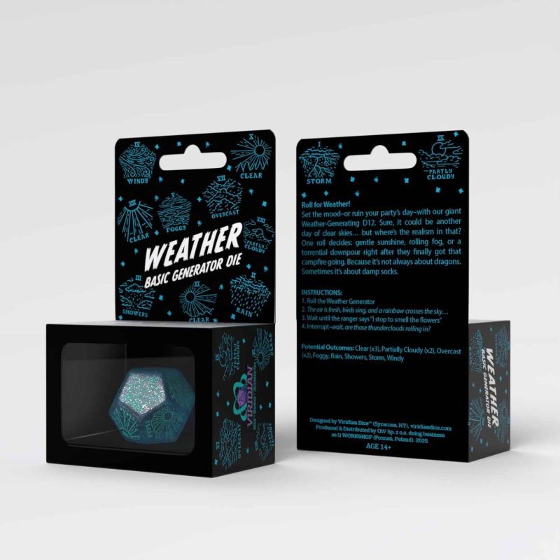 Weather Generator Die: Blue & Turquise wetter, würfel, edelstein, blau, verpackung