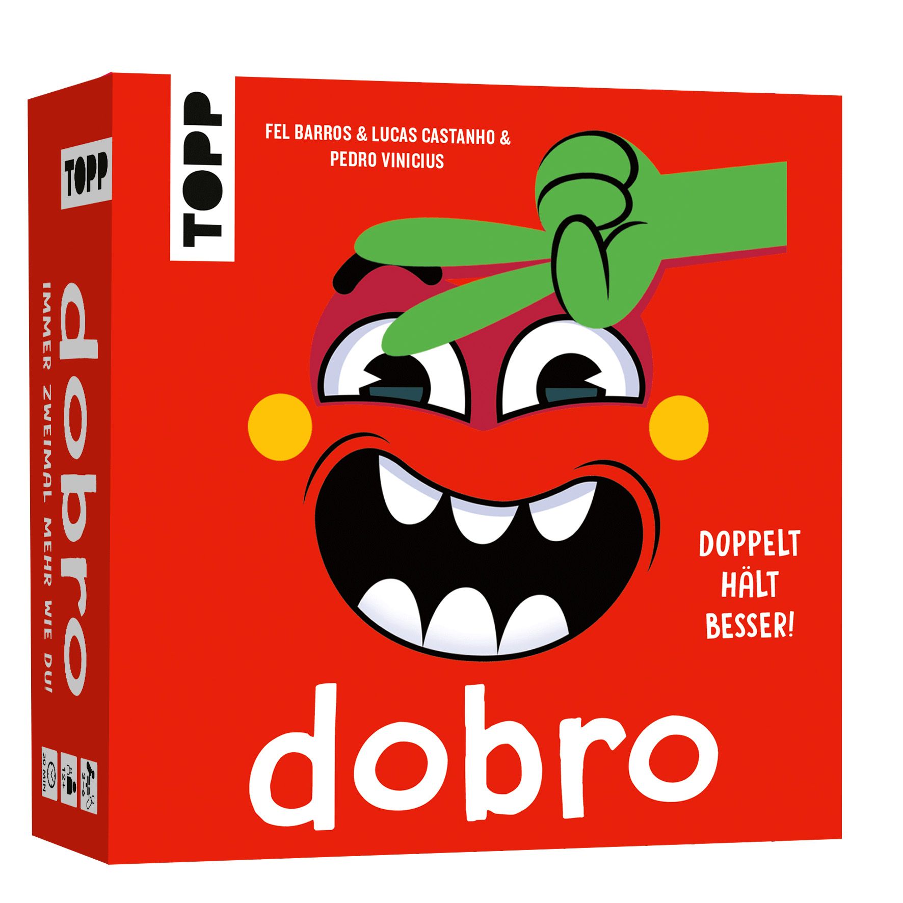Tomatensuppe?, Dobro Spiel, Kartenspielbox, Kinderkartenspiel, Rot-orange Verpackung