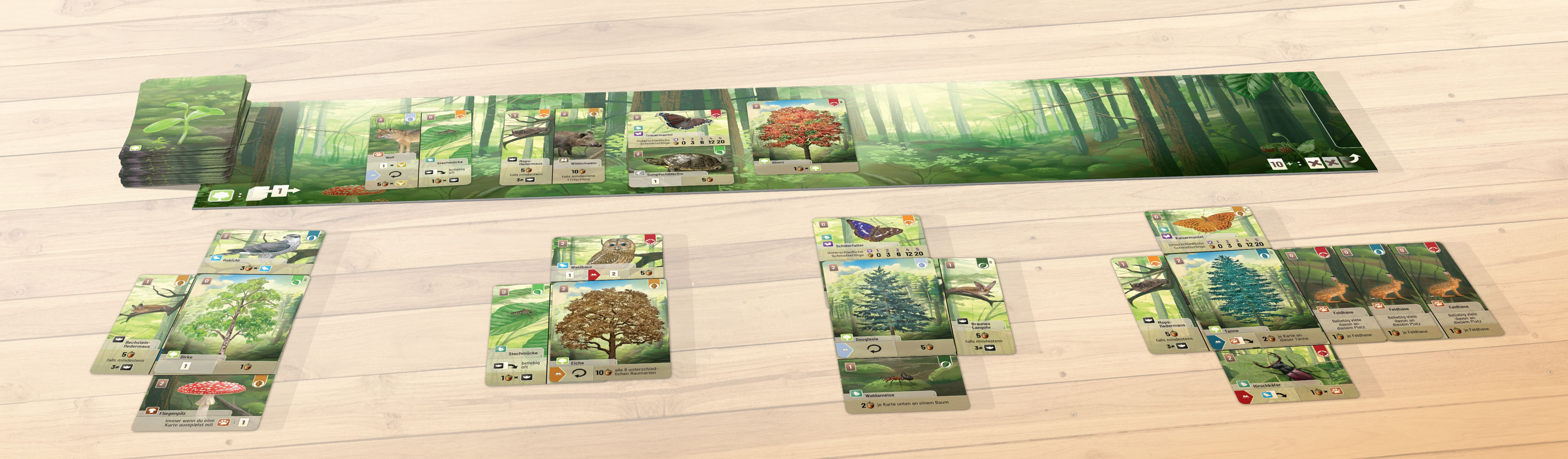 Mischwald Brettspiel, Wald, Karten, Baum, Marker