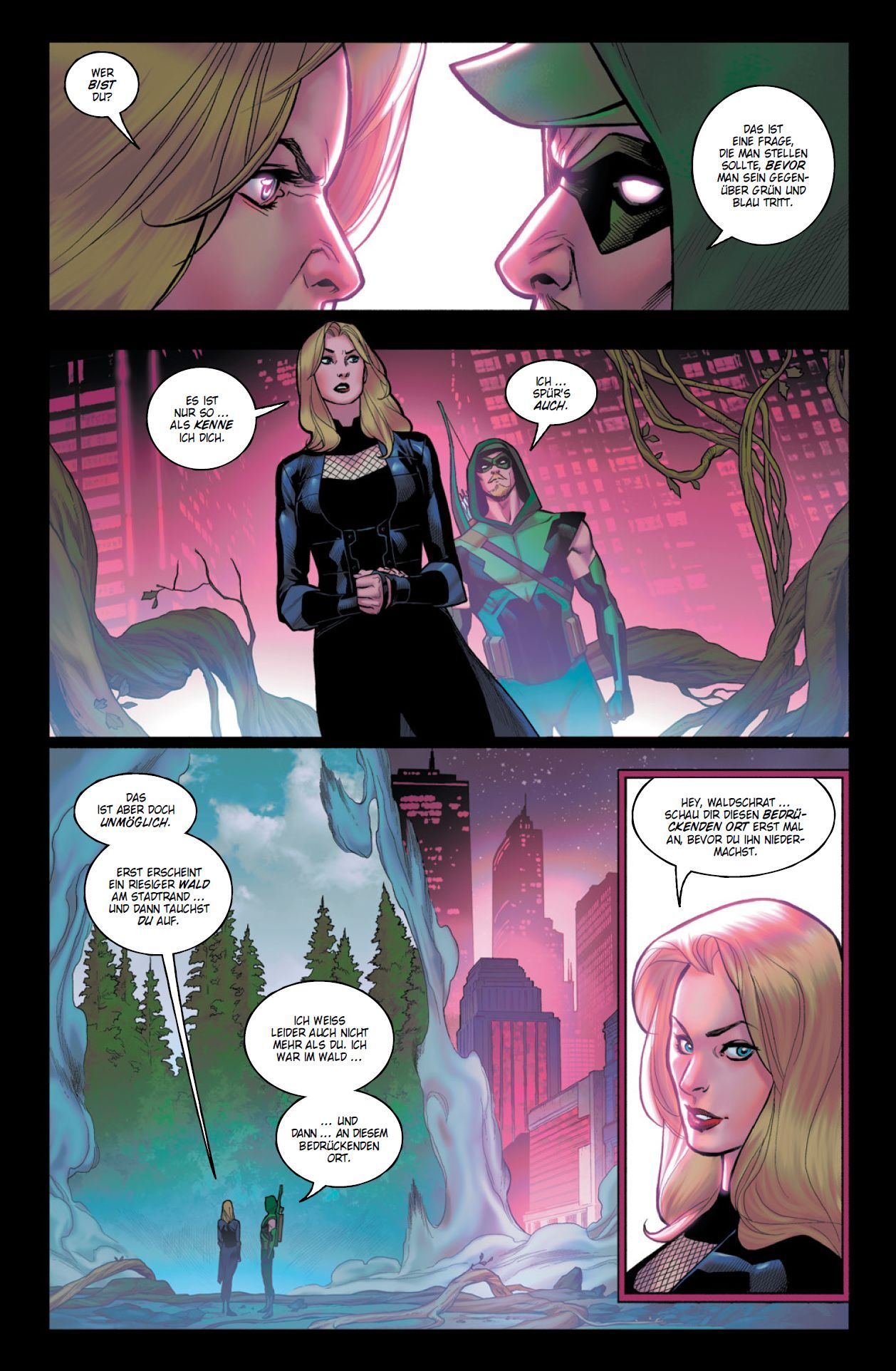 Comic, Comic-Panel, Superheldin, Blond, Schwarzes-Outfit