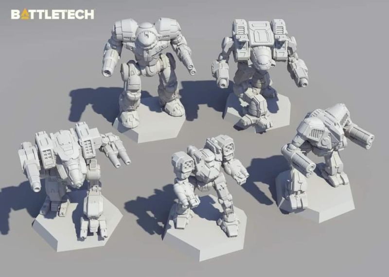 Roboter, Mechs, Miniaturen, Tabletop, Weiße Modelle