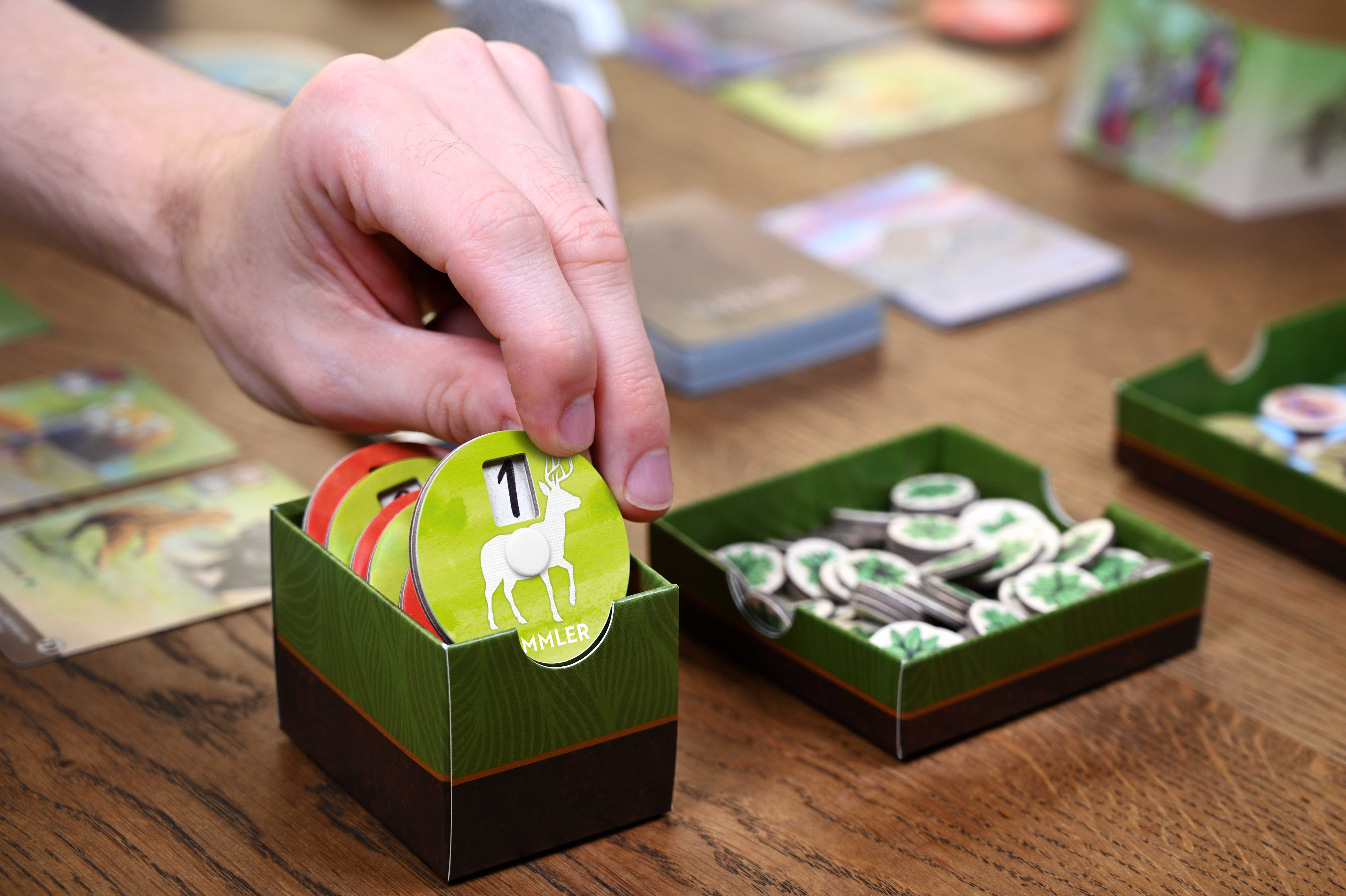 Nature Brettspiel, Tokens, Grün, Reh, runde Scheiben