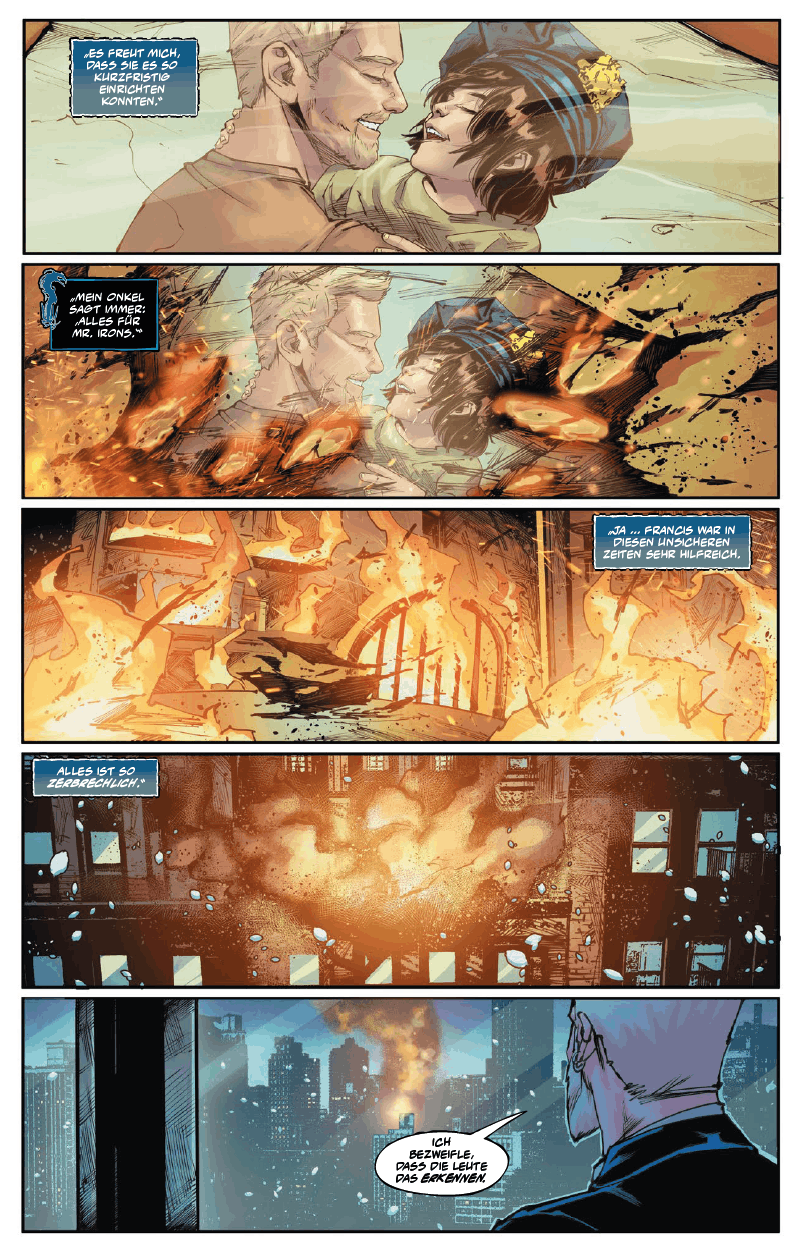 comic, panel, brandless, feuer, stadt