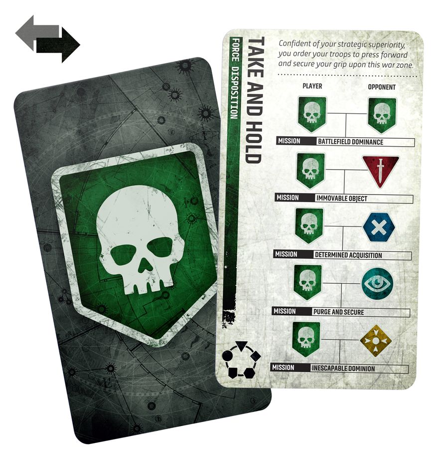 Warhammer 40K: Chapter Approved Mission Deck engl. schädel, schild, grün, karte, brettspiel