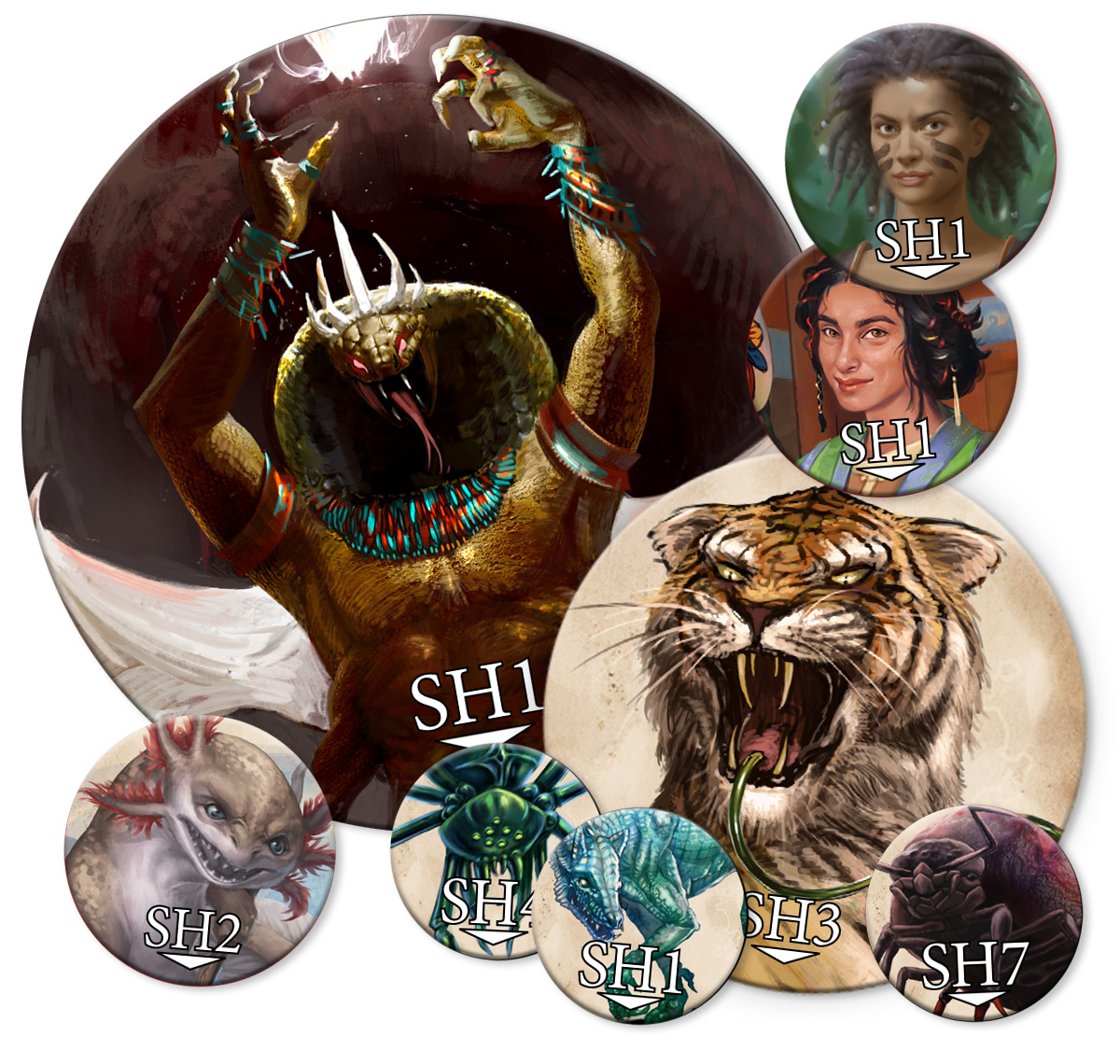 dungeon, brettspiel, token, monster, tiger